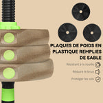 Kit haltères musculation haltères réglables 20 kg 3 en 1, ensemble de poids réglable avec barre d'extension noir