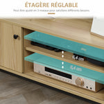 Meuble TV max. 50 pouces 3 compartiments 2 passe-câbles avec porte coulissante - dim. 120L x 39,5l x 46H cm