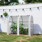 Serre de jardin 1,8 m² serre à tomates 2 portes zippées déroulantes 4 fenêtres enroulables acier PE 135 g/m² blanc