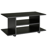 Meuble TV avec Roulettes 80 cm, Meuble Télé pour Téléviseur jusqu'à 42 Pouces avec Étagères Ouvertes, Style Moderne, Banc TV pour Salon, Chambre, Noir