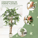 Plante artificielle intérieure 150 cm banian arbre artificiel, pot en plastique et tronc en bois massif, vert