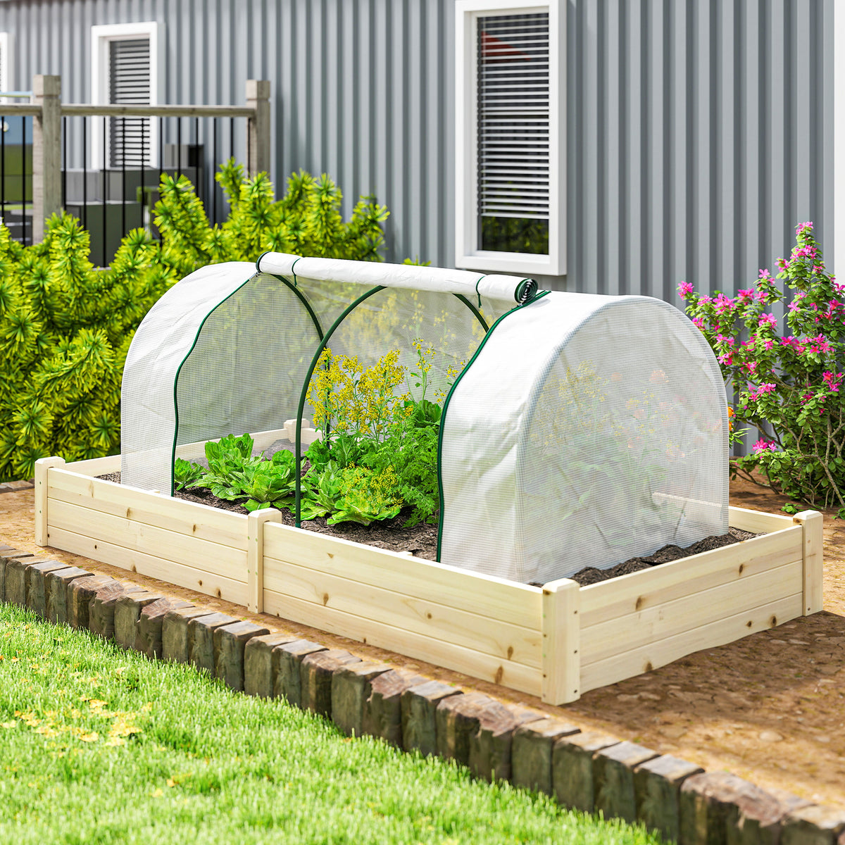 Serre de jardin mini serre serre à tomates 2 x 1 x 0,8 m porte zippée bâche PE acier blanc