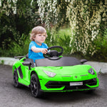Elektroauto für Kinder, lizenziert Lamborghini Aventador SVJ 12V mit Flügeltüren, Fernbedienung, 3-5 km/h, grün