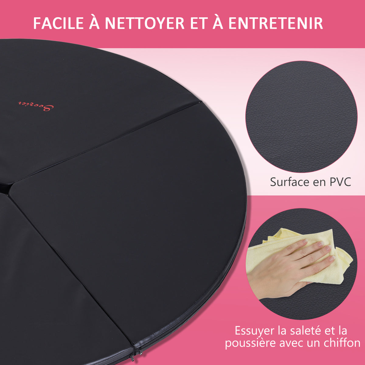 Tapis de pole dance pliable pole dance mat  Ø 150 cm épaisseur 5 cm revêtement plastique noir