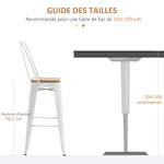 Lot de 4 tabourets de bar industriel avec dossier repose-pied hauteur assise 76 cm métal crème