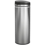 Poubelle cuisine automatique 50L acier inoxydable, poubelle à couvercle à fermeture en douceur, 30,5x30,5x85cm, argent