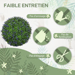 Lot de 2 boules topiaires artificielles, fausses plantes décoratives résistantes aux UV, Ø 42 cm, violet et vert