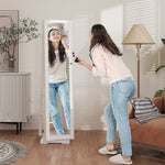 Lockable Swivel Jewelry Armoire with Mirror - Multi-Storage Jewelry Cabinet - White Wood