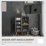 Meuble de rangement design modene avec étagères réglables et pieds en bois massif 70 x 40 x 96,1 cm gris foncé