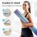 Poutre de gymnastique pliable fond antidérapant, poignée de transport, 236 x 10/15 x 6,5 cm multicolore