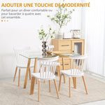 Lot de 4 chaises style scandinave dossier haut assise en polypropylène pieds en hêtre 48 x 52,5 x 83 cm blanc