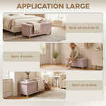 Panca contenitore fondo letto pieghevole volume 67 L capacità di carico 120 kg con coperchio 76L x 38P x 38A cm rosa