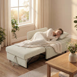 Poltrona Convertibile 1 Posto, Poltrona Letto Clic-Clac 4 in 1 Imbottita in Ciniglia, Schienale Regolabile, Seduta Ampia, Beige