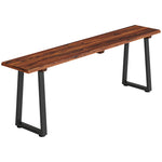 Banc de Jardin en Bois Sans Dossier en Bois, Pieds trapézoïdaux en acier, 2 Places à Effet Bois, 150x28x48cm, Carbonisé