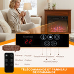 Cheminée électrique 1000W/2000W, fausse cheminée effet flamme 3D à 6 couleurs et 3 luminosités, 68,5x27,5x63cm, marron-7