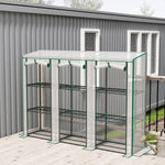 Serre de jardin avec étagères à 3 niveaux serre de balcon 3 portes enroulables zippées 215 x 46 x 151 cm blanc