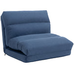 Fauteuil de sol canapé paresseux fauteuil convertible en lit inclinable 90° à 180° tissu - 70 x 72 x 56 cm - bleu foncé