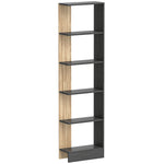 Bibliothèque Étagère de Rangement avec 5 Compartiments Ouverts 45 x 21 x 170 cm Noir et Chêne