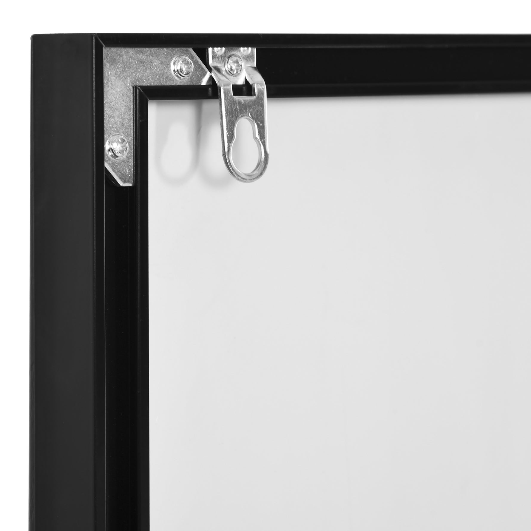 Miroir Mural dim. 120L x 35l cm - Film sécurité Anti déflagrant, système Attache Inclus - Cadre Alliage alu. Noir