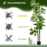Lot de 2 plantes artificielles Figuier à feuilles de violon Ficus Lyrata hauteur 180cm avec Pot