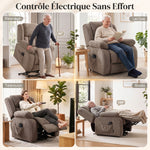 Fauteuil releveur électrique massage et chauffage avec repose-pied, dossier inclinable, télécommande et poche latérale