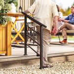 Outdoor Stair Railing for 1 to 3 Steps, Metal Stair Handrail with Installation Kit, Black