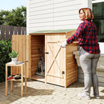 Abri de jardin en bois armoire de jardin en bois avec table, toit en asphalte, 140 x 75 x 157 cm, effet bois naturel
