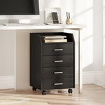 Caisson de bureau rangement sur roulettes 4 tiroirs coulissants en bois  40 x 36 x 65 cm noir-9