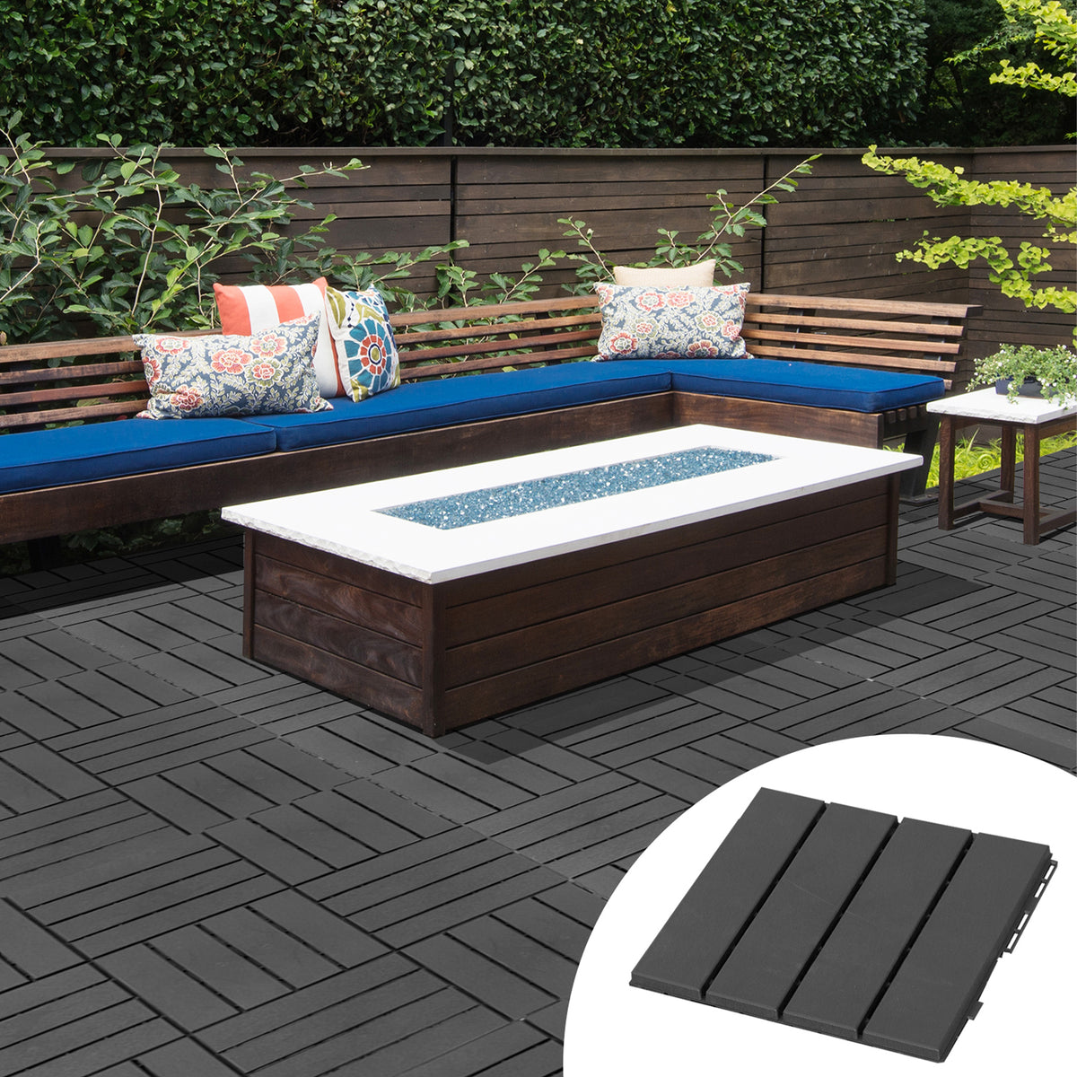 Caillebotis - Dalles terrasse - Lot de 18 - emboîtables, Installation très Simple - Petits Carreaux Composite Plastique