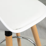 Set di 4 sgabelli da bar in stile scandinavo, altezza 70 cm, con gambe in legno e poggiapiedi in acciaio - bianco
