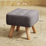 Repose pied salon ottoman siège rembourré en tissu avec pieds en bois 27 x 27 x 26 cm gris