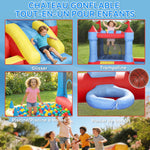 Château gonflable avec souffleur, aire de jeux gonflable avec toboggans, trampoline, piscine à balles, multicolore