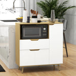 Küchenschrank für Mikrowelle, 1 Schublade, 2 Schranktüren mit einem Einlegeboden, 90 x 40 x 98,5 cm, Holz und Weiß