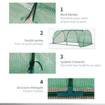 Serre de jardin mini serre serre à tomates 2 x 1 x 0,8 m porte zippée bâche PE acier vert