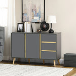 Skandinavisches Sideboard mit Füßen, Aufbewahrungsschrank, 2 Türen, 3 Schubladen, 120 x 40 x 80 cm, anthrazitgrau