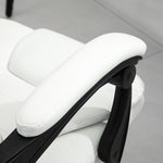 Fauteuil de Bureau Massant 7 Points, Chaise de Bureau Ergonomique avec Repose-pieds Rétractable, Dossier Inclinable 155°, Hauteur Réglable, Pivotant à 360°, télécommande Filaire, Blanc