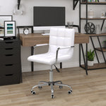 Chaise de bureau fauteuil manager pivotant hauteur réglable revêtement synthétique capitonné blanc