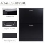 Scarpiera mobile portascarpe dim. 60L x 24P x 80A cm 2 ante a ribalta nero