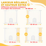 Barrière de sécurité animaux avec porte fermeture automatique système de double verrouillage, acier blanc