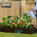 Jardinière rectangulaire potager de jardin bac à fleurs en acier avec bordure de sécurité et fond ouvert noir