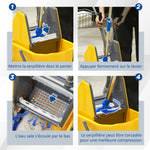 Chariot de lavage chariot de ménage professionnel presse à mâchoire seau 26 L + panier de rangements jaune