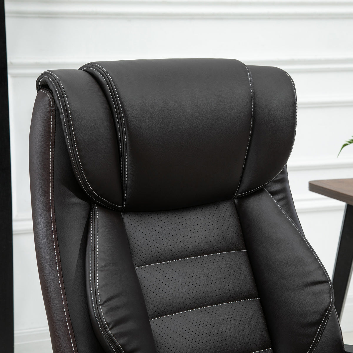 Fauteuil de bureau massant  fauteuil bureau ergonomique grand confort hauteur réglable fonction dossier à bascule revêtement synthétique noir