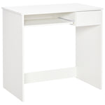 Scrivania per computer, 80 x 45 x 75 cm, scrivania con spazio di archiviazione, ripiano per tastiera e cassetto, bianco