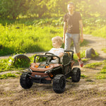 Voiture électrique enfant UTV buggy électrique enfant avec télécommande 2.4Ghz 2 moteurs 103L x 69l x 59H cm marron