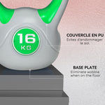 Kettlebell 16 kg, Haltère avec Poignée Ergonomique, Haltère à Boule, Musculation, Entraînement, 27 x 17 x 31 cm, Vert