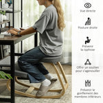 Belauneko aulkia, egurrezko aulki ergonomiko kulunkaria, etxeko bulegorako belauneko aulkia, grisa