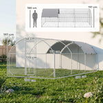 Grande recinto per pollaio 15,96 ㎡, parco recintato, tetto anti-UV, porta bloccabile, 2,8 x 5,7 x 1,97 m, argentato