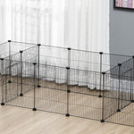 Lot de 2 enclos parc modulable pour petits animaux lapins rongeurs chiots 36 panneaux en fil d'acier 4 portes noir