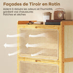 Meuble à chaussures 14 paires, armoire à chaussures 3 tiroirs rabattables, étagères réglables 69x29x119,8cm bois naturel
