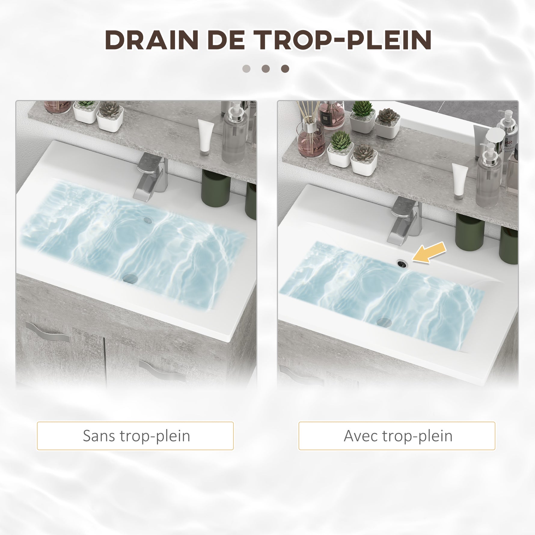 Ensemble de Meubles de Salle de Bain 4 Pièces, Mural, avec Miroir, Meuble sous Vasque, Lavabo et Armoire Haute, gris
